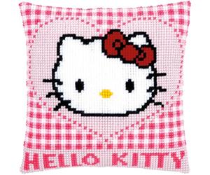 Vervaco Kit Cuscino Punto Croce CIAO KITTY IN UN CUORE Set Ricamo Principianti Cuscini Gobelin Decorativi ca. 40 x 40 cm Accessori Per Lavoretti Creativi DIY Casa Decor Hobby Adulti Cross Stitch
