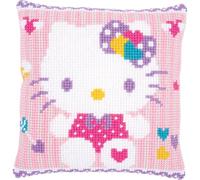 VERVACO Kit Cuscino Punto Croce CIAO KITTY PASTELLO Set Ricamo Principianti Cuscini Gobelin Decorativi ca. 40 x 40 cm Accessori Per Lavoretti Creativi DIY Casa Decor Hobby Adulti Cross Stitch