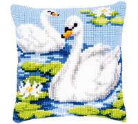 VERVACO Kit Cuscino Punto Croce CIGNI Set Ricamo Principianti Cuscini Gobelin Decorativi ca. 40 x 40 cm Accessori per Lavoretti Creativi DIY Casa Decor Hobby Adulti Cross Stitch