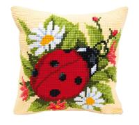 VERVACO Kit Cuscino Punto Croce Coccinella Set Ricamo Principianti Cuscini Gobelin Decorativi ca. 40 x 40 cm Accessori per Lavoretti Creativi DIY Casa Decor Hobby Adulti Cross Stitch