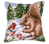 VERVACO Kit Cuscino Punto Croce Conigli delle Nevi Set Ricamo Principianti Cuscini Gobelin Decorativi ca. 40 x 40 cm Accessori per Lavoretti Creativi DIY Casa Decor Hobby Adulti Cross Stitch