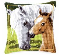 VERVACO Kit Cuscino Punto Croce Coppia Cavalli Set Ricamo Principianti Cuscini Gobelin Decorativi ca. 40 x 40 cm Accessori per Lavoretti Creativi DIY Casa Decor Hobby Adulti Cross Stitch