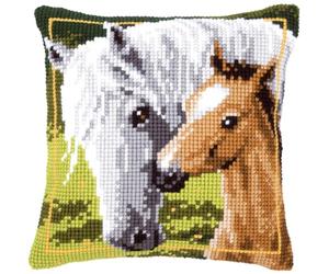 VERVACO Kit Cuscino Punto Croce Coppia Cavalli Set Ricamo Principianti Cuscini Gobelin Decorativi ca. 40 x 40 cm Accessori per Lavoretti Creativi DIY Casa Decor Hobby Adulti Cross Stitch