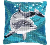VERVACO Kit Cuscino Punto Croce DELFINO Set Ricamo Principianti Cuscini Gobelin Decorativi ca. 40 x 40 cm Accessori Per Lavoretti Creativi DIY Casa Decor Hobby Adulti Cross Stitch