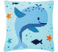 VERVACO Kit Cuscino Punto Croce DIVERTIMENTO CON LE BALENE Set Ricamo Principianti Cuscini Gobelin Decorativi ca. 40 x 40 cm Accessori Per Lavoretti Creativi DIY Casa Decor Hobby Adulti Cross Stitch