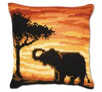VERVACO Kit Punto Croce Elefante Set Ricamo Principianti Cuscini Gobelin Decorativi Accessori per Lavoretti Creativi DIY Casa Decor Hobby Adulti Cross Stitch, Tela Acrilico, Multicolor, ca. 40 x 40 cm