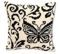 VERVACO Kit Cuscino Punto Croce Farfalla in Bianco E Nero Set Ricamo Principianti Cuscini Gobelin Decorativi ca. 40 x 40 cm Accessori per Lavoretti Creativi DIY Casa Decor Hobby Adulti Cross Stitch