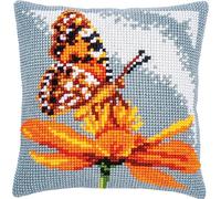 VERVACO Kit Cuscino Punto Croce FARFALLA Set Ricamo Principianti Cuscini Gobelin Decorativi ca. 40 x 40 cm Accessori Per Lavoretti Creativi DIY Casa Decor Hobby Adulti Cross Stitch