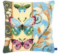 VERVACO Kit Cuscino Punto Croce Farfalle Decorative Set Ricamo Principianti Cuscini Gobelin Decorativi ca. 40 x 40 cm Accessori per Lavoretti Creativi DIY Casa Decor Hobby Adulti Cross Stitch
