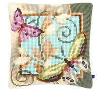 VERVACO Kit Cuscino Punto Croce Farfalle Decorative Set Ricamo Principianti Cuscini Gobelin Decorativi ca. 40 x 40 cm Accessori per Lavoretti Creativi DIY Casa Decor Hobby Adulti Cross Stitch