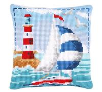 VERVACO Kit Punto Croce Faro Set Ricamo Principianti Cuscini Gobelin Decorativi Accessori per Lavoretti Creativi DIY Casa Decor Hobby Adulti Cross Stitch, designato, Cotone, Multicolor, ca. 40 x 40 cm
