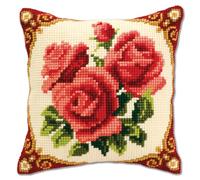 VERVACO Kit Cuscino Punto Croce FIORI Set Ricamo Principianti Cuscini Gobelin Decorativi ca. 40 x 40 cm Accessori Per Lavoretti Creativi DIY Casa Decor Hobby Adulti Cross Stitch
