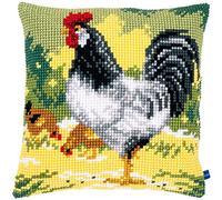 Vervaco Kit Cuscino Punto Croce GALLO BIANCO Set Ricamo Principianti Cuscini Gobelin Decorativi ca. 40 x 40 cm Accessori Per Lavoretti Creativi DIY Casa Decor Hobby Adulti Cross Stitch