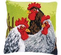 Vervaco Kit Cuscino Punto Croce GALLO E GALLINE Set Ricamo Principianti Cuscini Gobelin Decorativi ca. 40 x 40 cm Accessori Per Lavoretti Creativi DIY Casa Decor Hobby Adulti Cross Stitch