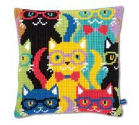 VERVACO Kit Cuscino Punto Croce Gatti Divertenti Set Ricamo Principianti Cuscini Gobelin Decorativi ca. 40 x 40 cm Accessori per Lavoretti Creativi DIY Casa Decor Hobby Adulti Cross Stitch