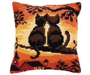 VERVACO Kit Cuscino Punto Croce Gatti su Un Ramo Set Ricamo Principianti Cuscini Gobelin Decorativi ca. 40 x 40 cm Accessori per Lavoretti Creativi DIY Casa Decor Hobby Adulti Cross Stitch