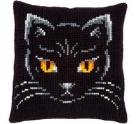 VERVACO Kit Cuscino Punto Croce GATTO NERO Set Ricamo Principianti Cuscini Gobelin Decorativi ca. 40 x 40 cm Accessori Per Lavoretti Creativi DIY Casa Decor Hobby Adulti Cross Stitch
