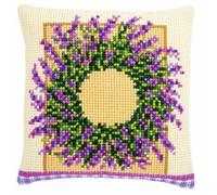 VERVACO Kit Cuscino Punto Croce GHIRLANDA DI LAVANDA Set Ricamo Principianti Cuscini Gobelin Decorativi ca. 40 x 40 cm Accessori Per Lavoretti Creativi DIY Casa Decor Hobby Adulti Cross Stitch