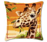 VERVACO Kit Cuscino Punto Croce Giraffa Set Ricamo Principianti Cuscini Gobelin Decorativi ca. 40 x 40 cm Accessori per Lavoretti Creativi DIY Casa Decor Hobby Adulti Cross Stitch