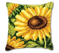 VERVACO Kit Cuscino Punto Croce Girasole Set Ricamo Principianti Cuscini Gobelin Decorativi ca. 40 x 40 cm Accessori per Lavoretti Creativi DIY Casa Decor Hobby Adulti Cross Stitch