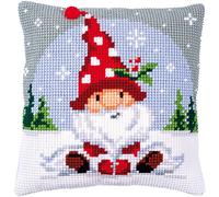VERVACO Kit Cuscino Punto Croce GNOMO DI NATALE NELLA NEVE Set Ricamo Principianti Cuscini Gobelin Decorativi ca. 40 x 40 cm Accessori Per Lavoretti Creativi DIY Casa Decor Hobby Adulti Cross Stitch