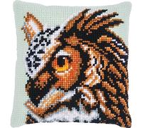 VERVACO Kit Cuscino Punto Croce GUFO Set Ricamo Principianti Cuscini Gobelin Decorativi ca. 40 x 40 cm Accessori Per Lavoretti Creativi DIY Casa Decor Hobby Adulti Cross Stitch