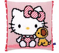 VERVACO Kit Cuscino Punto Croce Hello Kitty con Il Cane Set Ricamo Principianti Cuscini Gobelin Decorativi ca. 40 x 40 cm Accessori per Lavoretti Creativi DIY Casa Decor Hobby Adulti Cross Stitch