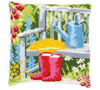 VERVACO Kit Cuscino Punto Croce IL MIO GIARDINO Set Ricamo Principianti Cuscini Gobelin Decorativi ca. 40 x 40 cm Accessori Per Lavoretti Creativi DIY Casa Decor Hobby Adulti Cross Stitch