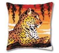 VERVACO Kit Cuscino Punto Croce Leopardo Set Ricamo Principianti Cuscini Gobelin Decorativi ca. 40 x 40 cm Accessori per Lavoretti Creativi DIY Casa Decor Hobby Adulti Cross Stitch