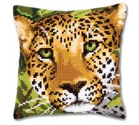 VERVACO Kit Cuscino Punto Croce Leopardo Set Ricamo Principianti Cuscini Gobelin Decorativi ca. 40 x 40 cm Accessori per Lavoretti Creativi DIY Casa Decor Hobby Adulti Cross Stitch
