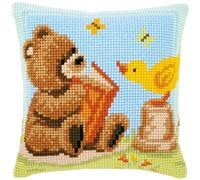 VERVACO Kit Cuscino Punto Croce Lettura di Popcorn Set Ricamo Principianti Cuscini Gobelin Decorativi ca. 40 x 40 cm Accessori per Lavoretti Creativi DIY Casa Decor Hobby Adulti Cross Stitch