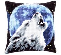 VERVACO Kit Cuscino Punto Croce LUPO Set Ricamo Principianti Cuscini Gobelin Decorativi ca. 40 x 40 cm Accessori Per Lavoretti Creativi DIY Casa Decor Hobby Adulti Cross Stitch