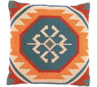 VERVACO Kit Cuscino Punto Croce MOTIVI KILIM Set Ricamo Principianti Cuscini Gobelin Decorativi ca. 40 x 40 cm Accessori Per Lavoretti Creativi DIY Casa Decor Hobby Adulti Cross Stitch