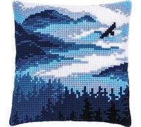 VERVACO Kit Cuscino Punto Croce PAESAGGIO BLU Set Ricamo Principianti Cuscini Gobelin Decorativi ca. 40 x 40 cm Accessori Per Lavoretti Creativi DIY Casa Decor Hobby Adulti Cross Stitch
