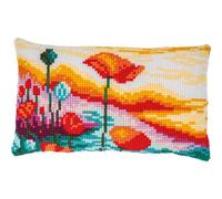 VERVACO Kit Cuscino Punto Croce PAESAGGIO DEI PAPAVERI Set Ricamo Principianti Cuscini Gobelin Decorativi ca. 50 x 30 cm Accessori Per Lavoretti Creativi DIY Casa Decor Hobby Adulti Cross Stitch