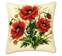 VERVACO Kit Cuscino Punto Croce PAPAVERI Set Ricamo Principianti Cuscini Gobelin Decorativi ca. 40 x 40 cm Accessori Per Lavoretti Creativi DIY Casa Decor Hobby Adulti Cross Stitch