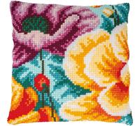 Vervaco Kit Cuscino Punto Croce PAPAVERI Set Ricamo Principianti Cuscini Gobelin Decorativi ca. 40 x 40 cm Accessori Per Lavoretti Creativi DIY Casa Decor Hobby Adulti Cross Stitch