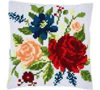 VERVACO Kit Cuscino Punto Croce PEONIE Set Ricamo Principianti Cuscini Gobelin Decorativi ca. 40 x 40 cm Accessori Per Lavoretti Creativi DIY Casa Decor Hobby Adulti Cross Stitch