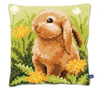 VERVACO Kit Cuscino Punto Croce Piccola Lepre Set Ricamo Principianti Cuscini Gobelin Decorativi ca. 40 x 40 cm Accessori per Lavoretti Creativi DIY Casa Decor Hobby Adulti Cross Stitch