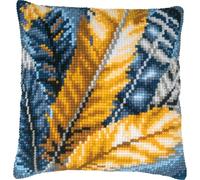Vervaco Kit Coussin Au Point De Croix Plumes - Federa per cuscino senza schienale 40 x 40 cm piume, kit a punto croce contato fai da te kit regalo di Natale decorazione per artigianato