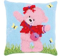 VERVACO Kit Cuscino Punto Croce POPCORN BRIE&FARFALLE Set Ricamo Principianti Cuscini Gobelin Decorativi ca. 40 x 40 cm Accessori Per Lavoretti Creativi DIY Casa Decor Hobby Adulti Cross Stitch