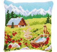 VERVACO Kit Cuscino Punto Croce PRATO DI MONTAGNA Set Ricamo Principianti Cuscini Gobelin Decorativi ca. 40 x 40 cm Accessori Per Lavoretti Creativi DIY Casa Decor Hobby Adulti Cross Stitch