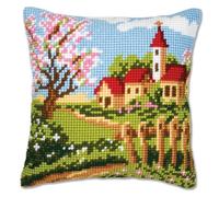 VERVACO Kit Cuscino Punto Croce Primavera Set Ricamo Principianti Cuscini Gobelin Decorativi ca. 40 x 40 cm Accessori per Lavoretti Creativi DIY Casa Decor Hobby Adulti Cross Stitch