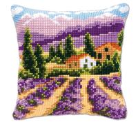 Vervaco, PN-0008637, Cuscino con Kit per Punto Croce, Motivo: Campo di Lavanda, Multicolore (Multicolor)