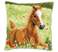 VERVACO Kit Cuscino Punto Croce Puledro Set Ricamo Principianti Cuscini Gobelin Decorativi ca. 40 x 40 cm Accessori per Lavoretti Creativi DIY Casa Decor Hobby Adulti Cross Stitch