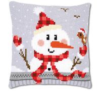 VERVACO Kit Cuscino Punto Croce PUPAZZO DI NEVE Set Ricamo Principianti Cuscini Gobelin Decorativi ca. 40 x 40 cm Accessori Per Lavoretti Creativi DIY Casa Decor Hobby Adulti Cross Stitch