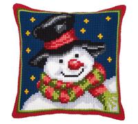 VERVACO Kit Cuscino Punto Croce PUPAZZO DI NEVE Set Ricamo Principianti Cuscini Gobelin Decorativi ca. 40 x 40 cm Accessori Per Lavoretti Creativi DIY Casa Decor Hobby Adulti Cross Stitch