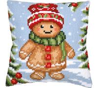 VERVACO Kit Cuscino Punto Croce RAGAZZO DI PAN DI ZENZERO Set Ricamo Principianti Cuscini Gobelin Decorativi ca. 40 x 40 cm Accessori Per Lavoretti Creativi DIY Casa Decor Hobby Adulti Cross Stitch