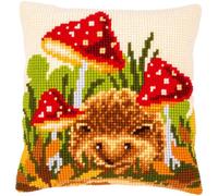 VERVACO Kit Cuscino Punto Croce RICCIO E FUNGHI Set Ricamo Principianti Cuscini Gobelin Decorativi ca. 40 x 40 cm Accessori Per Lavoretti Creativi DIY Casa Decor Hobby Adulti Cross Stitch