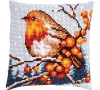 Vervaco Kit Cuscino Punto Croce ROBIN Set Ricamo Principianti Cuscini Gobelin Decorativi ca. 40 x 40 cm Accessori Per Lavoretti Creativi DIY Casa Decor Hobby Adulti Cross Stitch